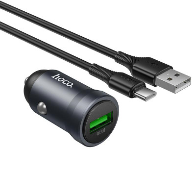 Адаптер автомобільний HOCO Energy single-port car charger Type-C set Z62 |1USB, 18W/3A, QC|