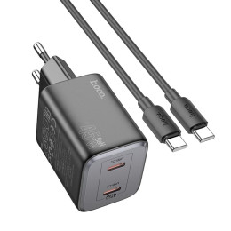 Адаптер мережевий Hoco Elogiado dual-port charger N42 (Type-C to Type-C Set) |2Type-C, 45W/3A, PD/QC| Адаптер мережевий Hoco Elogiado dual-port charger N42 (Type-C to Type-C Set) |2Type-C, 45W/3A, PD/QC|