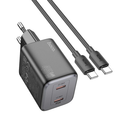 Адаптер мережевий Hoco Elogiado dual-port charger N42 (Type-C to Type-C Set) |2Type-C, 45W/3A, PD/QC|