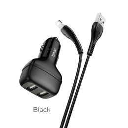 Адаптер автомобільний Hoco Lightning Cable Leader Z36 |2USB, 2.4A|