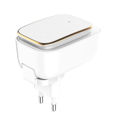 Адаптер мережевий Ldnio Type-C USB Cable Touch Light A2205 |2USB, 2.4A|