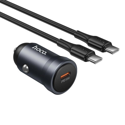 Адаптер автомобільний HOCO C to C cable Energy single port PD car charger Z62A |1Type-C, 30W/3A, PD/QC|