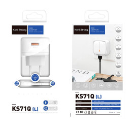 Адаптер мережевий Koni Strong Lightning cable KS71Q (L) |1USB, 3A, QC|