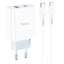 Адаптер мережевий Hoco Type-C to Lightning charger set C97A |1USB/1Type-C, 20W/3A, QC/PD|