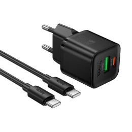 Адаптер мережевий HOCO C to C cable Ingenious PD charger set N65 |1USB/1Type-C, 20W/3A, PD/QC|