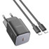 Адаптер мережевий HOCO Type-C to Type-C cable Vista single port charger N43 |Type-C, QC/PD, 30W/3A|