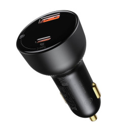 Адаптер автомобільний BASEUS Superme Digital Display PPS Dual Quick Charger Car Charger |1USB/1Type-C, 5A, 65+30w, QC/PD| (CCZX-01)
