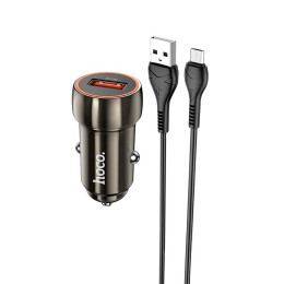 Адаптер автомобільний HOCO Micro USB Cable Blue shield single port car charger Z46 |1USB, 18W/3A, QC|