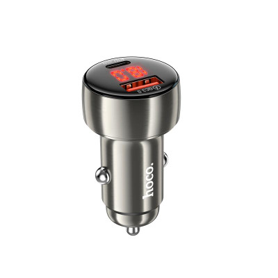 Адаптер автомобільний HOCO Leader dual-port car charger with digital display Z50 |1USB/1Type-C, 48W/3A, PD/QC|