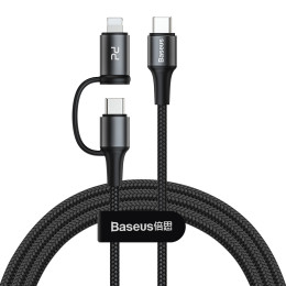 Кабель BASEUS Combo twins 2 in 1 Cable Type-C to Type-c / Lightning |1M, 60W (20V 3A) + 18W (9V 2A)| (CATLYW-H01)