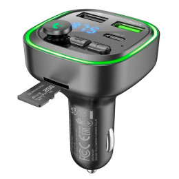 Адаптер автомобільний Borofone Broad QC3. 0 car BT FM transmitter BC48 |2USB/Type-C, 18W/3A|