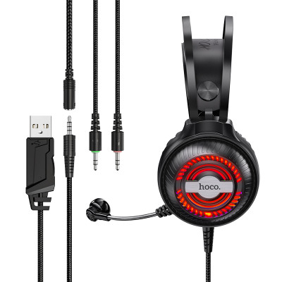Навушники HOCO Streamer gaming headphones LED W101