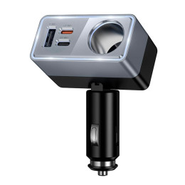 Адаптер автомобільний HOCO Smart cigarette lighter PD car charger Z65A |1USB/2Type-C/1DC, 165W, PD/QC|