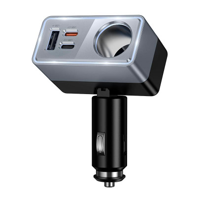 Адаптер автомобільний HOCO Smart cigarette lighter PD car charger Z65A |1USB/2Type-C/1DC, 165W, PD/QC|