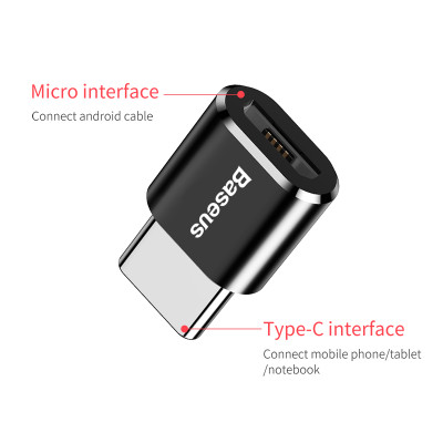Перехідник BASEUS mini Micro USB to Type-C |2.4A| (CAMOTG-01)