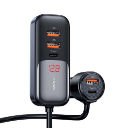 Адаптер автомобільний USAMS Digital Display Fast Car Charger US-CC213 C40 |3USB/2Type-C, 165W|