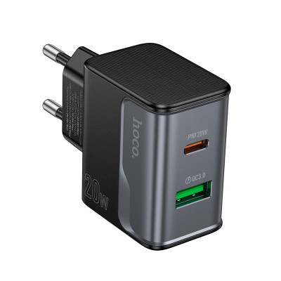 Адаптер мережевий HOCO Star Speed charger CS71A |1Type-C/1USB, 3A/20W, PD/QC|