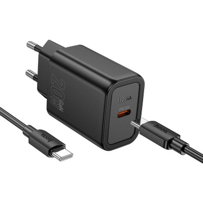 Адаптер мережевий HOCO gentle single port charger N60 (Type-C to Type-C Set) |1Type-C, 20W/3A, PD/QC|