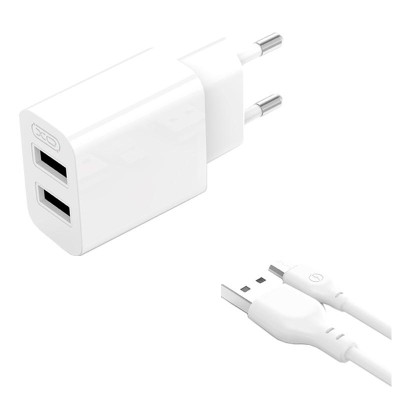 Адаптер мережевий XO Micro USB Cable Dual USB Charger L109 |2USB, 2.4A|