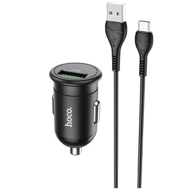 Адаптер автомобільний Hoco Type-C Cable Mighty single port Car charger Z43 |1USB, 3A, QC, 18W|