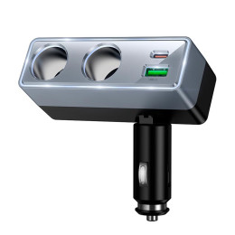 Адаптер автомобільний HOCO Smart dual cigarette lighter PD car charger Z65B |1USB/1Type-C/2DC, 240W, PD/QC|