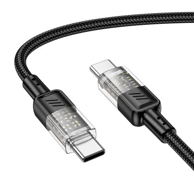 Кабель HOCO Spirit Type-C to Type-C transparent charging data cable U129 |60W/3A, 1.2M|