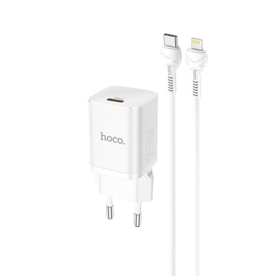 Адаптер мережевий HOCO Type-C to Lightning cable Rigorous charger set N19 |Type-C, 25W, 3A, QC/PD|