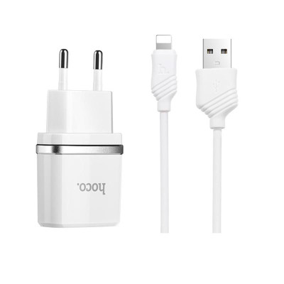 Адаптер мережевий Hoco Lightning cable C12 |2USB, 2.4А|