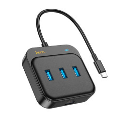 Hub адаптер Hoco Easy link 4-in-1 Gigabit Ethernet Adapter HB35 (Type-C to USB3.0x3+RJ45)(L=0.2 M)