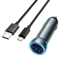 Адаптер автомобільний Hoco Prosperous dual-port Car charger (Type - c set) Z54 |2USB, 15.5W/2.4A|