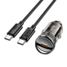 Адаптер автомобільний Hoco sight single Port Car charger Z53 (Type-C to Type-C set) |1Type-c, PD/QC, 30W/3A|