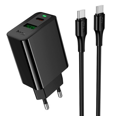 Адаптер мережевий HOCO C to C cable Leader charger set CS94A |1USB/1Type-C, PD/QC, 20W/3A|