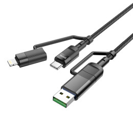 Кабель Hoco Combo 4 in 1 Type-C / USB to Type-C / Lightning Moulder fast charging data cable U106 |1.2m, Кабель Hoco Combo 4 in 1 Type-C / USB to Type-C / Lightning Moulder fast charging data cable U106 |1.2m,