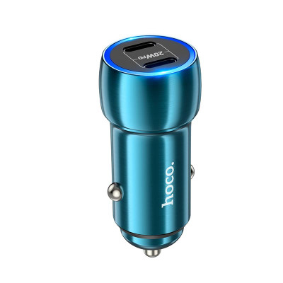 Адаптер автомобільний HOCO Tough dual port car charger Z48 |2Type-C, 40W/3A, PD/QC|