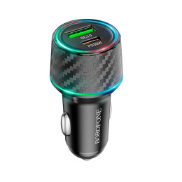Адаптер автомобільний BOROFONE Brilliant dual port car charger BZ21 |1USB/1Type-C, 48W/3A, PD/QC|