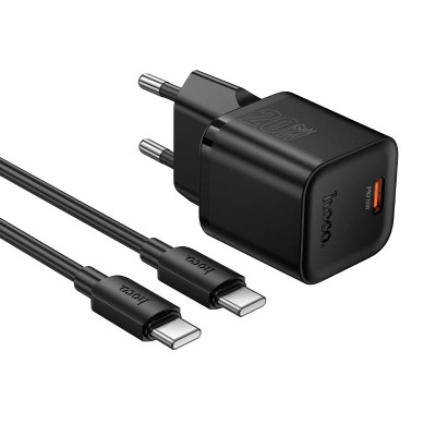 Адаптер мережевий HOCO C to C cable Ingenious single port PD charger set N64 |1Type-C, 20W/3A, PD/QC|