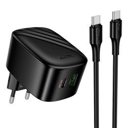Адаптер мережевий C to C cable HOCO folding charger set CS101A |1USB/1Type-C, 20W/3A, PD/QC|