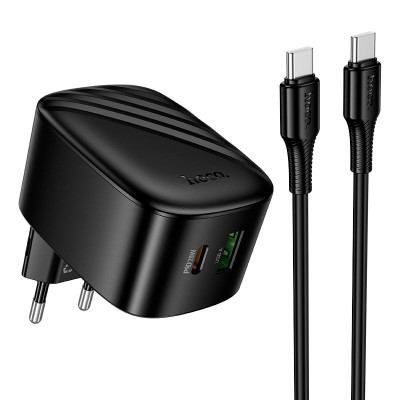 Адаптер мережевий C to C cable HOCO folding charger set CS101A |1USB/1Type-C, 20W/3A, PD/QC|