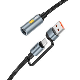 Кабель комбо HOCO USB / Type-C to cigarette Lighter adapter cable UA38B |0.3M| Кабель комбо HOCO USB / Type-C to cigarette Lighter adapter cable UA38B |0.3M|