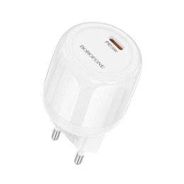 Адаптер мережевий Borofone Lustrous single port charger BA92A |1Type-C, 3A/20W, PD/QC|