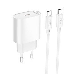Адаптер мережевий HOCO Type-C to Type-C Fighter single port charger set C109A |1Type-C, 3A/20W, PD/QC|