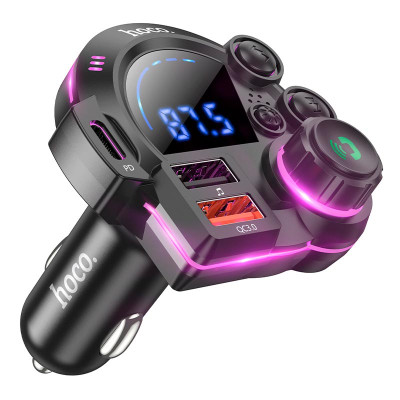 Адаптер автомобільний Hoco Legend car BT FM transmitter DFM01 |2USB/Type-C, PD/QC, 38W/3A|