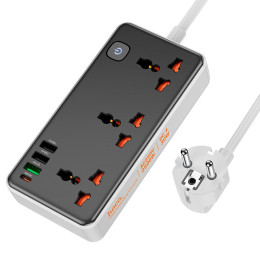 Подовжувач мережевий HOCO Storm 3-position socket AC8A |3USB/1Type-C, PD/QC, 3A/30W|