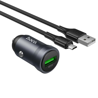 Адаптер автомобільний HOCO Micro USB cable Energy single-port QC3.0 car charger Z62 |1USB, 18W/3A, QC|