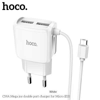 Адаптер мережевий Hoco Micro USB cable Mega Joy C59A |2USB, 2.1A|
