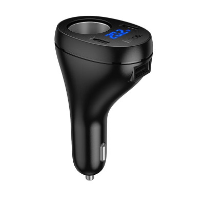 Адаптер автомобільний HOCO Correct three-port cigarette lighter car charger Z61 |2Type-C/1USB/1DC, 17W|