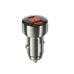 Адаптер автомобільний Hoco Leader dual-port Car charger with digital display Z50 |1USB/1Type-C, 48W/3A, PD/QC|