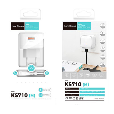 Адаптер мережевий KONI Strong Micro USB cable KS71Q(M) |1USB, 3A, QC|
