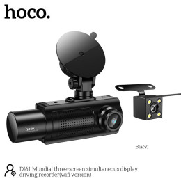 Відеореєстратор HOCO Mundial three-screen simultaneous display driving recorder DI61 (wifi version) |720p/480p+480p rear, 3.16"|