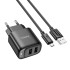 Адаптер мережевий Hoco Micro USB Cable Smart dual-port charger C141A |2USB. 2.1A/10.5W|